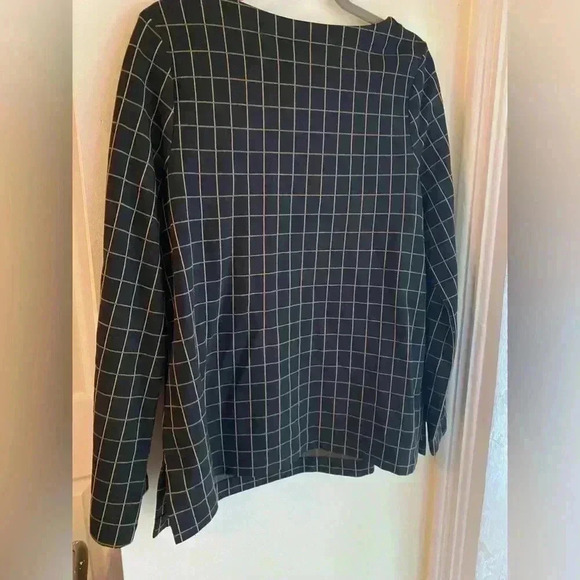 NWT J. Jill Ponte Knit Button Sleeve Top Blouse Black Camel Size Medium - Picture 10 of 10